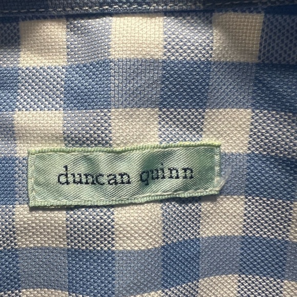 Duncan Quinn | Men's Button Down Top Check White‎ Blue Pink 15.5 Cotton - Picture 3 of 7